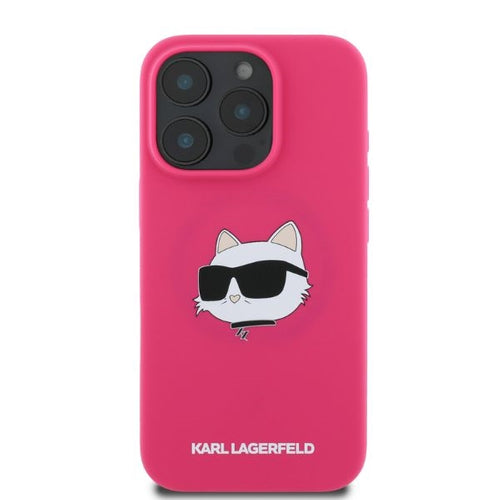 Karl Lagerfeld Silicone Choupette Head Print MagSafe iPhone 16 Pro Max Case - Fuchsia