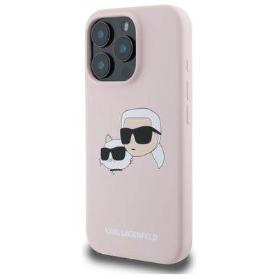 Karl Lagerfeld Silicone Nauble Heads Print MagSafe Case for iPhone 16 Pro Max - Pink