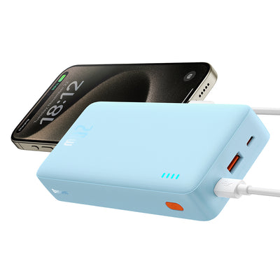 Baseus Airpow 20W 20000mAh Power Bank with White Baseus Simple Series USB-A - USB-C 50cm Cable - Blue