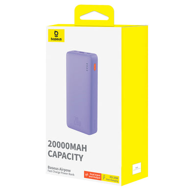 Baseus Airpow 20W 20000mAh Power Bank with Baseus Simple Series USB-A - USB-C 50cm Cable - Purple