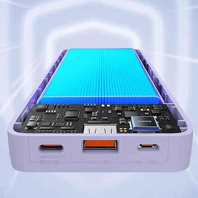 Baseus Airpow 20W 20000mAh Power Bank with Baseus Simple Series USB-A - USB-C 50cm Cable - Purple