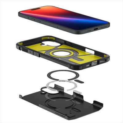 Spigen Tough Armor MagSafe case with stand for iPhone 16 - black