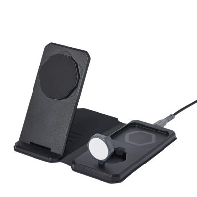 UAG 3in1 Travel Charger 15W Wireless Charger with MagSafe + Cable + Organizer - Black