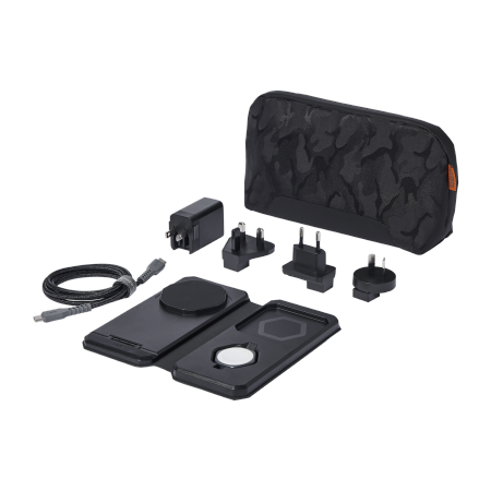 UAG 3in1 Travel Charger 15W Wireless Charger with MagSafe + Cable + Organizer - Black