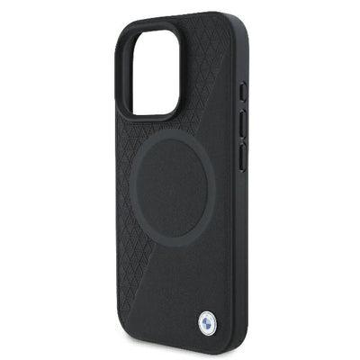 BMW Signature Leather Half Textured &amp; Circle MagSafe case for iPhone 16 Pro - black
