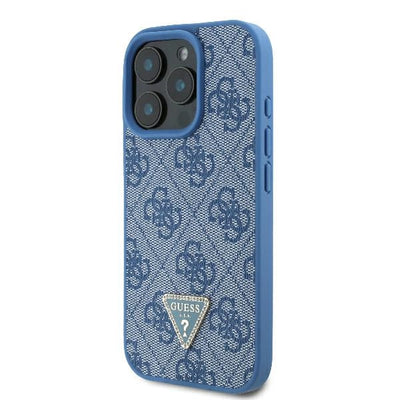 Guess Leather Metal Logo Strass Crossbody Case for iPhone 16 Pro Max - Blue