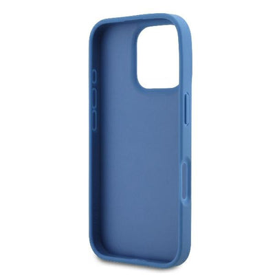Guess Leather Metal Logo Strass Crossbody Case for iPhone 16 Pro Max - Blue