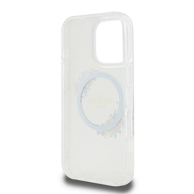 Guess IML Flowers Wreath MagSafe Case for iPhone 16 Pro - Clear