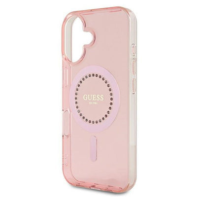Guess IML Rhinestones MagSafe iPhone 16 Plus Case - Pink