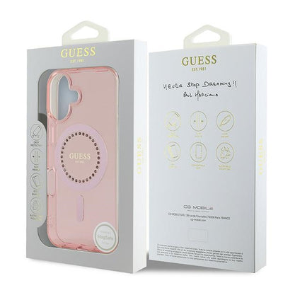 Guess IML Rhinestones MagSafe iPhone 16 Plus Case - Pink