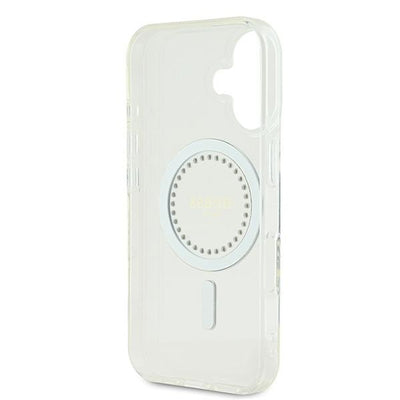 Guess IML Rhinestones MagSafe Case for iPhone 16 - White