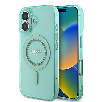 Guess IML Rhinestones MagSafe iPhone 16 Case - Green