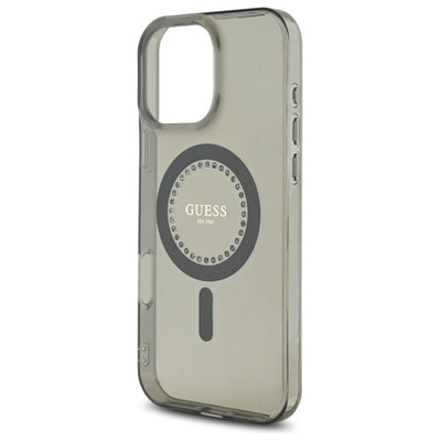 Guess IML Rhinestones MagSafe Case for iPhone 16 Pro Max - Black