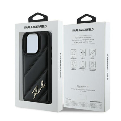 Karl Lagerfeld Quilted Signature iPhone 16 Pro Max Case - Black