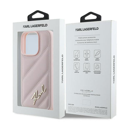 Karl Lagerfeld Quilted Signature iPhone 16 Pro Max Case - Pink