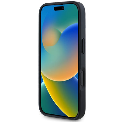 AMG Leather Debossed Lines Black Logo iPhone 16 Case - Black — Mercedes