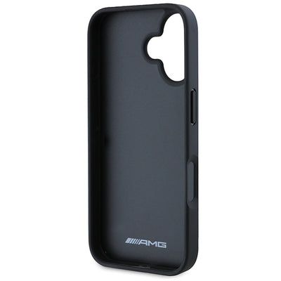 AMG Leather Debossed Lines Black Logo iPhone 16 Case - Black — Mercedes
