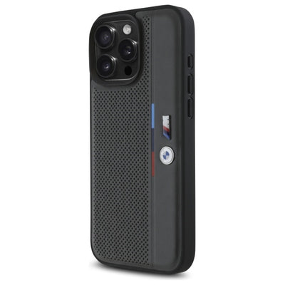 BMW M Perforated Tricolor Detail Line iPhone 16 Pro Case - Dark Gray