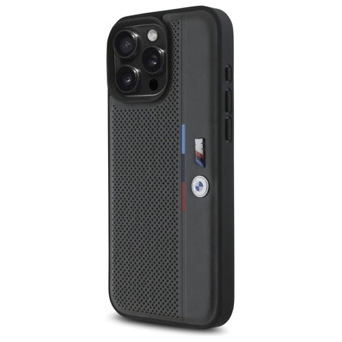 BMW M Perforated Tricolor Detail Line iPhone 16 Pro Case - Dark Gray