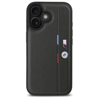 BMW M Perforated Tricolor Detail Line iPhone 16 Case - Dark Gray
