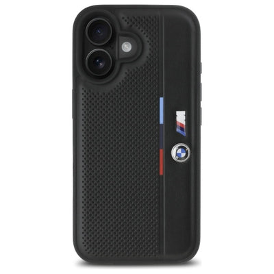 BMW M Perforated Tricolor Detail Line iPhone 16 Case - Black