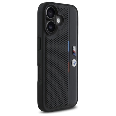 BMW M Perforated Tricolor Detail Line iPhone 16 Case - Black