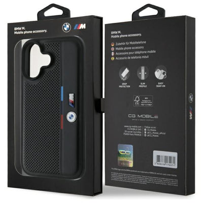 BMW M Perforated Tricolor Detail Line iPhone 16 Case - Black