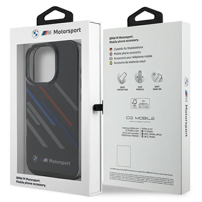 BMW Motosport IML Random Stripes iPhone 16 Pro Max Case - Black