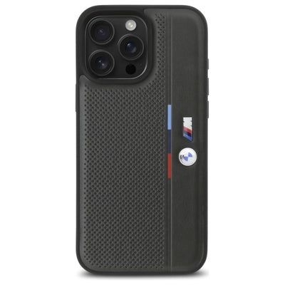 BMW M Perforated Tricolor Detail Line iPhone 16 Pro Max Case - Dark Gray