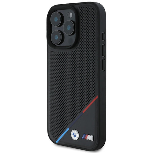 BMW M Perforated Tricolor Line MagSafe Case for iPhone 16 Pro - Black
