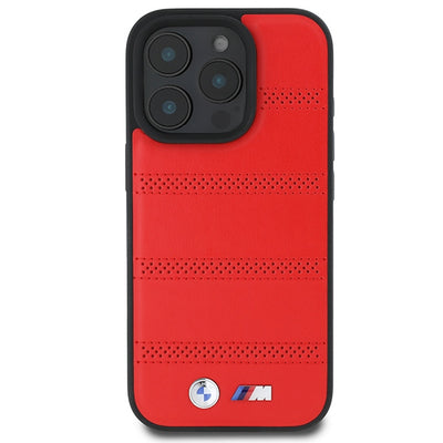 BMW M Perforated And Stitched Line MagSafe case for iPhone 16 Pro - red