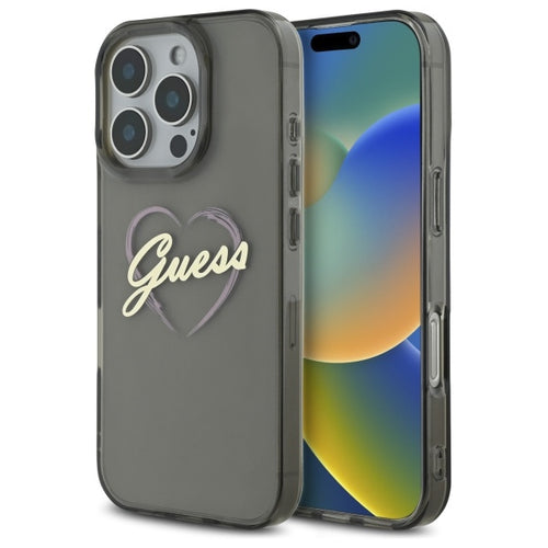 Guess IML Heart Case for iPhone 16 Pro - Black