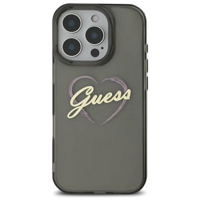 Guess IML Heart Case for iPhone 16 Pro - Black