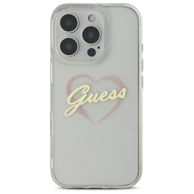 Guess IML Heart Case for iPhone 16 Pro - Transparent