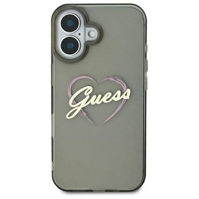 Guess IML Heart Case for iPhone 16 Plus - Black