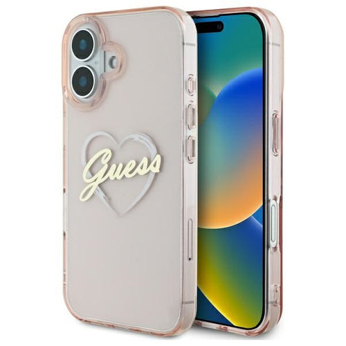 Guess IML Heart iPhone 16 Case - Pink