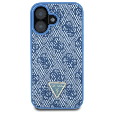 Guess Leather Metal Logo Strass Crossbody Case for iPhone 16 - Blue