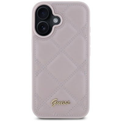 Guess Quilted Metal Logo iPhone 16 Case - Pink