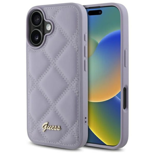 Guess Quilted Metal Logo case for iPhone 16 - light purple