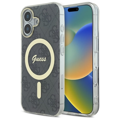 Guess IML 4G MagSafe iPhone 16 Case - Black