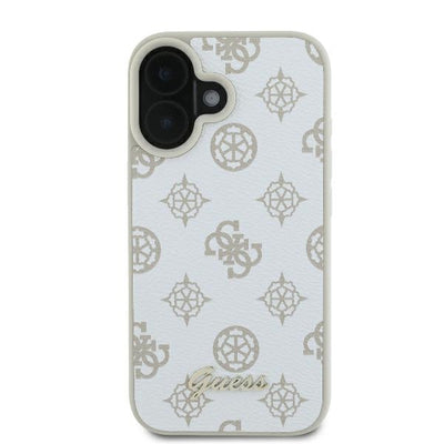 Guess Peony Script Logo MagSafe iPhone 16 Case - White