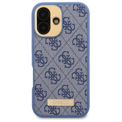 Guess 4G Logo Plate MagSafe iPhone 16 Case - Blue