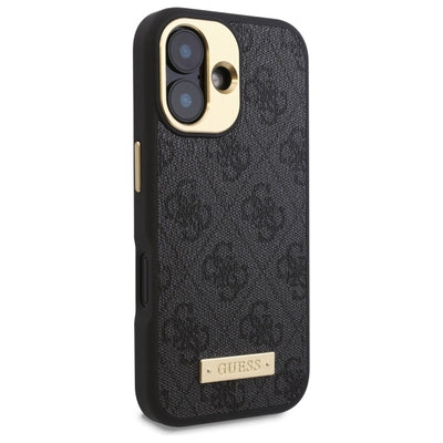 Guess 4G Logo Plate MagSafe iPhone 16 Case - Black