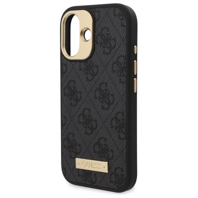 Guess 4G Logo Plate MagSafe iPhone 16 Case - Black