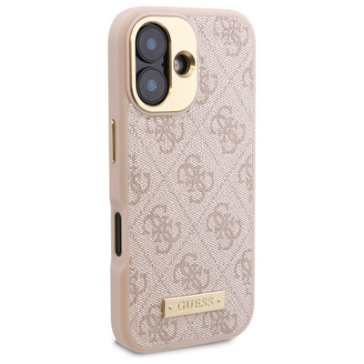 Guess 4G Logo Plate MagSafe iPhone 16 Case - Pink