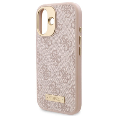 Guess 4G Logo Plate MagSafe iPhone 16 Case - Pink