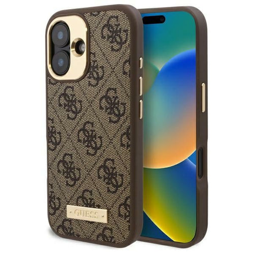 Guess 4G Logo Plate MagSafe iPhone 16 Plus Case - Brown