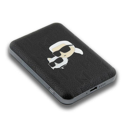 Karl Lagerfeld Powerbank inductive KLPB5FPGKSKCHK 16W 5000mAh black/black Karl&amp;Choupette Head Pin MagSafe