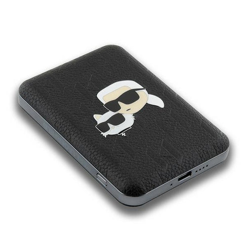 Karl Lagerfeld Powerbank inductive KLPB5FPGKSKCHK 16W 5000mAh black/black Karl&amp;Choupette Head Pin MagSafe