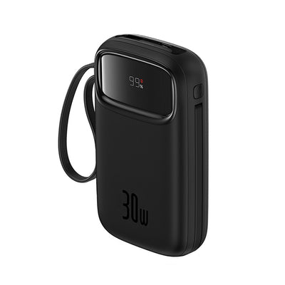 Baseus QPow 2 30W 10000mAh Power Bank with Built-in USB-C Cables - Black